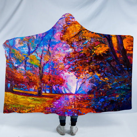 Image of Multicolor Autumn Forest SWLS3300 Hooded Blanket