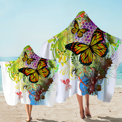 Image of Colorful Butterfly SWLS3311 Hooded Towel