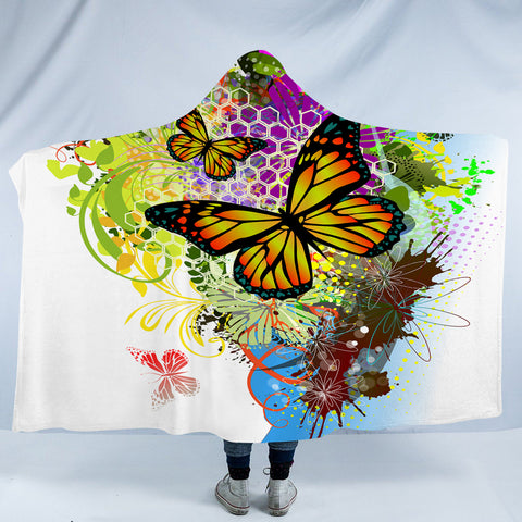 Image of Colorful Butterfly SWLS3311 Hooded Blanket