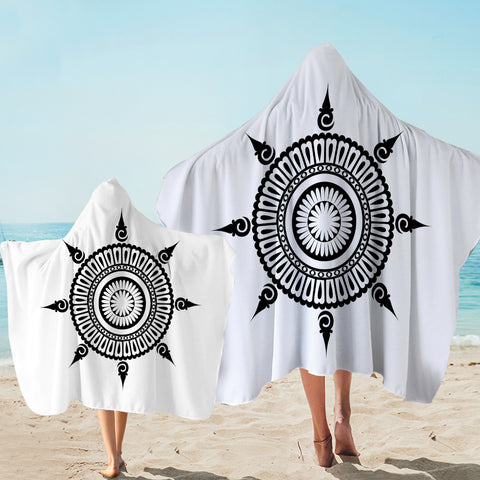 Image of B&W Simple Mandala SWLS3314 Hooded Towel