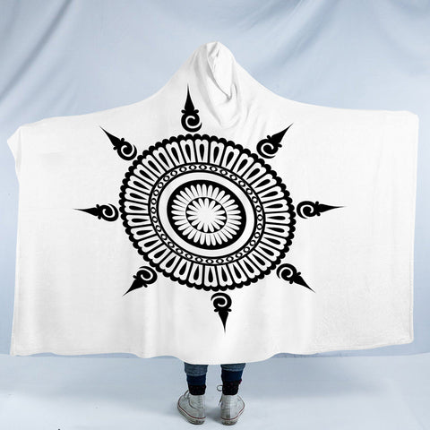 Image of B&W Simple Mandala SWLS3314 Hooded Blanket