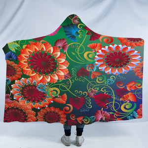 Hot Color Flowers SWLS3316 Hooded Blanket