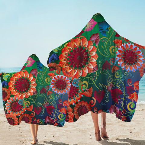 Image of Hot Color Flowers SWLS3316 Hooded Towel