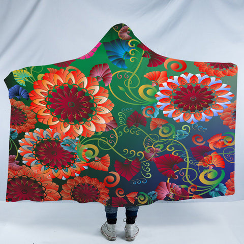 Image of Hot Color Flowers SWLS3316 Hooded Blanket