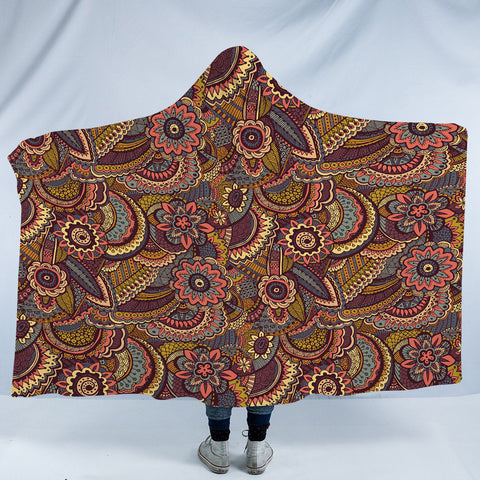 Image of Red Flowers Mono Mandala Graphic SWLS3324 Hooded Blanket