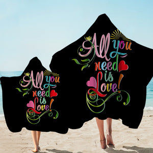 Colorful All You Need Is Love SWLS3348 Hooded Towel