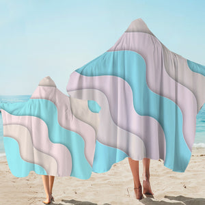 White & Mint Waves SWLS3355 Hooded Towel