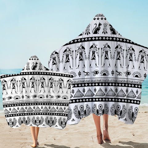Image of Ancient Egyptian Aztec Print SWLS3359 Hooded Towel