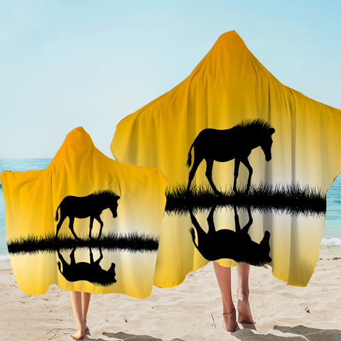 Image of Reflect Horse on River  SWLS3365 Hooded Towel