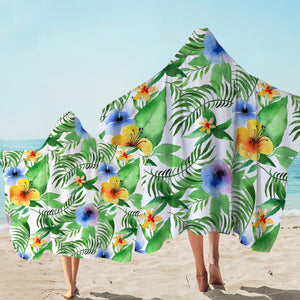 Colorful Flowers & Leaves SWLS3368 Hooded Towel