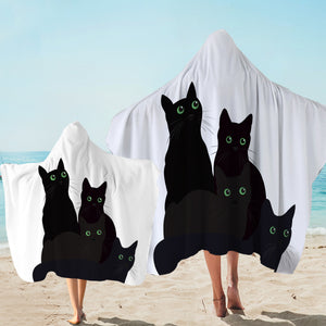 Four Green Eyes Black Cats SWLS3379 Hooded Towel