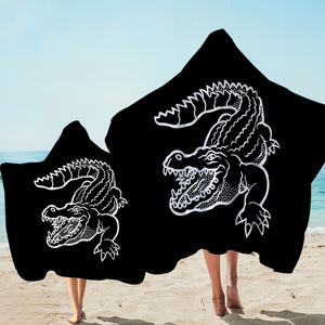 Crocodile Sketch SWLS3382 Hooded Towel