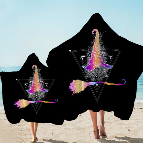 Image of Colorful Gradient Witch Hat Dreamcatcher SWLS3384 Hooded Towel