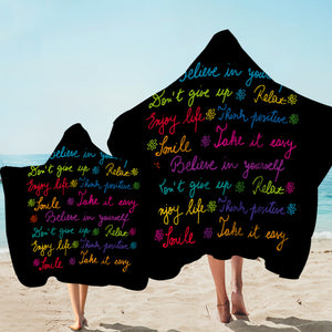 Colorful Believe In Yourself Text SWLS3387 Hooded Towel