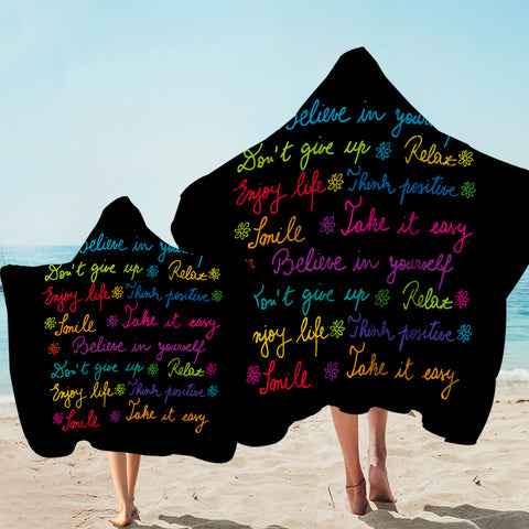 Image of Colorful Believe In Yourself Text SWLS3387 Hooded Towel