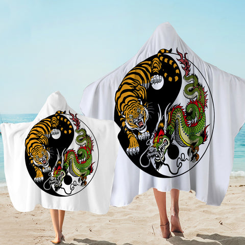Image of Asian YinYang Tiger & Dragon SWLS3460 Hooded Towel