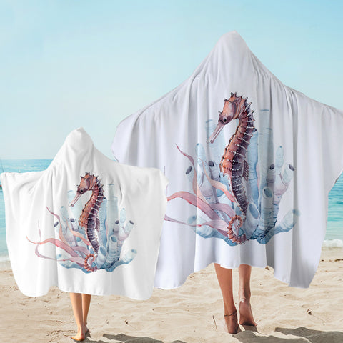 Image of Pink Hippocampus SWLS3464 Hooded Towel