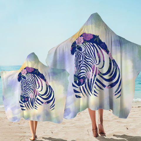 Image of Floral Pink & Purple Zebra SWLS3466 Hooded Towel