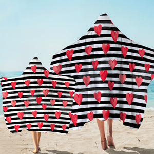 Stripe Heart SWLS3468 Hooded Towel