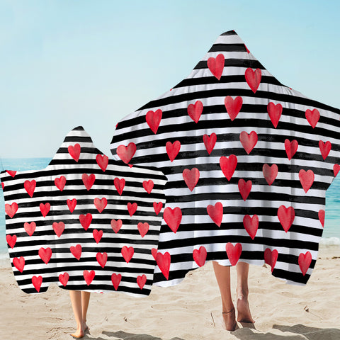 Image of Stripe Heart SWLS3468 Hooded Towel