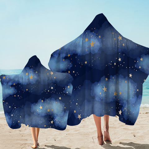 Image of Midnight Sky and Stars SWLS3475 Hooded Towel