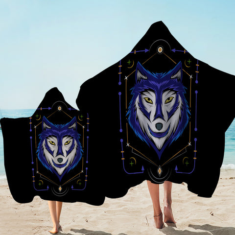 Image of Blue&White Wolf Bandana SWLS3478 Hooded Towel