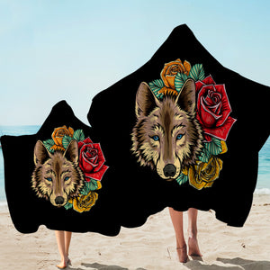 Roses Brown Wolf SWLS3483 Hooded Towel