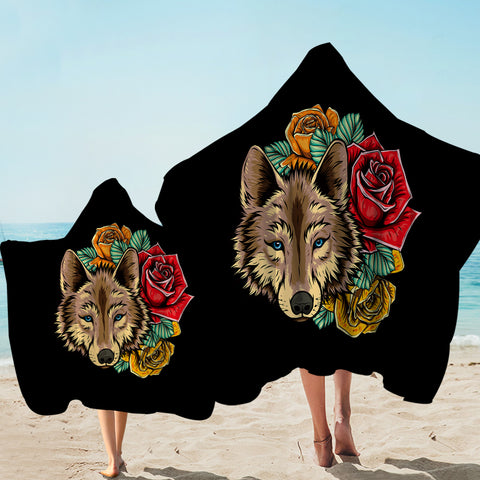 Image of Roses Brown Wolf SWLS3483 Hooded Towel