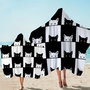 Cats Checkerboard SWLS3488 Hooded Towel