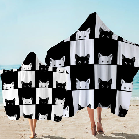 Image of Cats Checkerboard SWLS3488 Hooded Towel