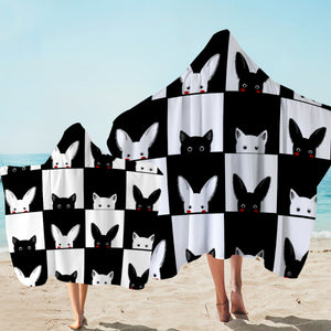 Rabbits and Cats Checkerboard SWLS3489 Hooded Towel