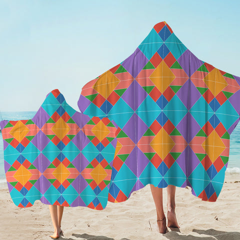 Image of Colorful Triangles in Rhombus SWLS3490 Hooded Towel