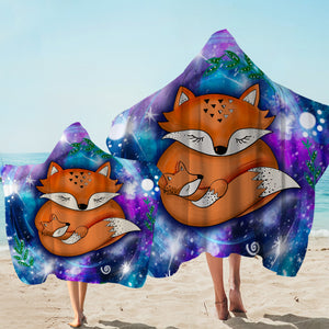 Fox Family in Galaxy SWLS3593 Hooded Towel