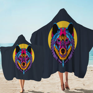 Colorful Wolf Illustration SWLS3594 Hooded Towel