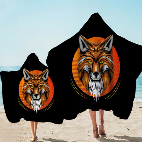 Image of Orange Wolf Illustration SWLS3597 Hooded Towel