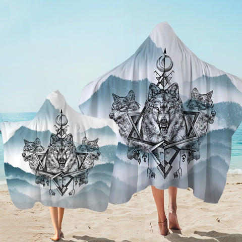 Image of Three Wolf Dreamcatcher SWLS3598 Hooded Towel