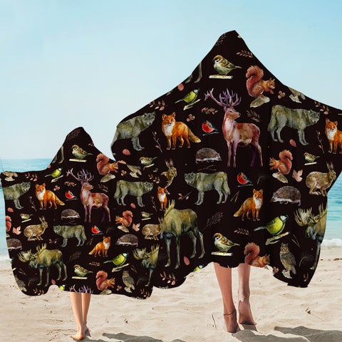 Image of Forest Animals SWLS3599 Hooded Towel