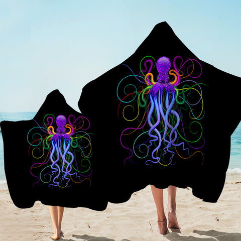 Image of Neon Colorful Octopus SWLS3605 Hooded Towel