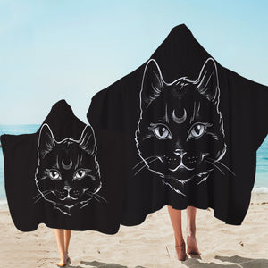 B&W Moon Cat SWLS3651 Hooded Towel