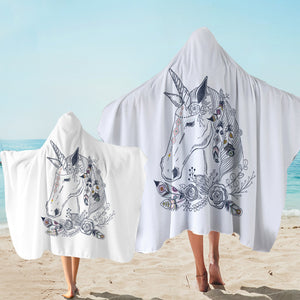 Floral Unicorn Sketch SWLS3652 Hooded Towel