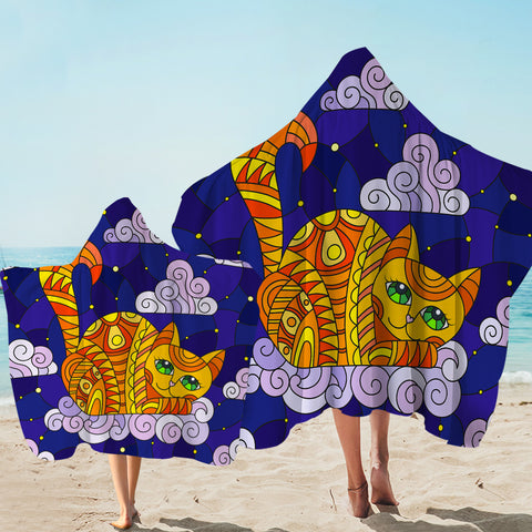 Image of Lying Yellow Aztec Cat SWLS3658 Hooded Towel