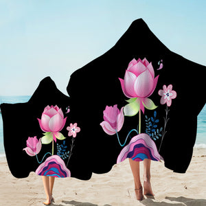 Lotus Flowers Illustration SWLS3661 Hooded Towel