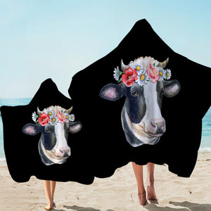 Floral Dairy Cattle SWLS3663 Hooded Towel