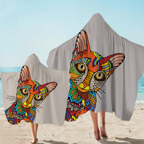 Image of Colorful Aztec Sphynx SWLS3664 Hooded Towel