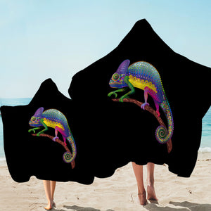 Colorful Aztec Chameleon SWLS3665 Hooded Towel