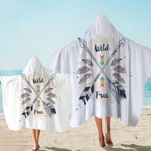 Wild & Free Pink Feather & Arrows SWLS3670 Hooded Towel