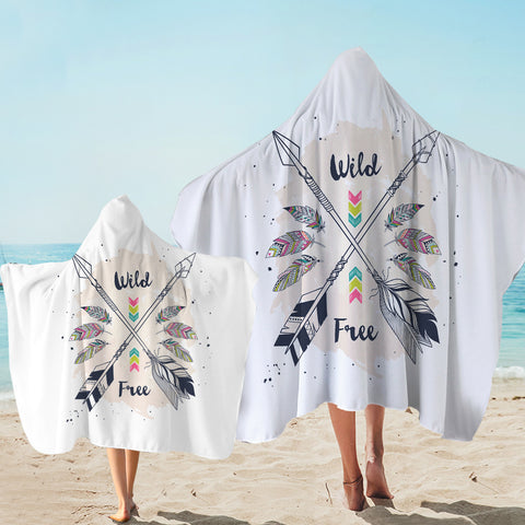 Image of Wild & Free Pink Feather & Arrows SWLS3670 Hooded Towel