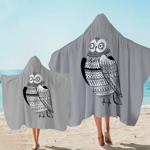 Image of B&W Aztec Owl SWLS3674 Hooded Towel
