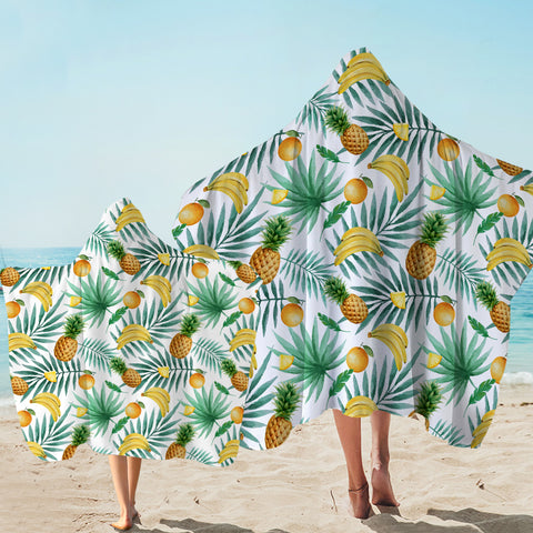 Image of Tropical Pineapple & Bananas SWLS3677 Hooded Towel