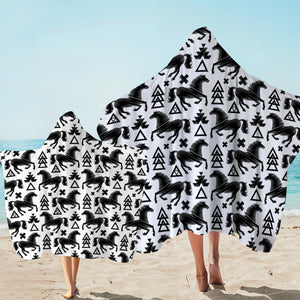 Multi Triangles & Black Horses SWLS3678 Hooded Towel